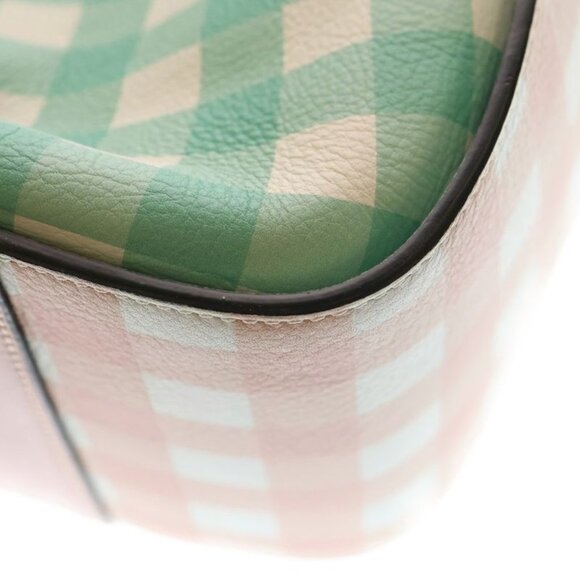 Loewe Hammock Small Gingham Check Shoulder Bag White Green Pink Leather - Picture 5 of 6
